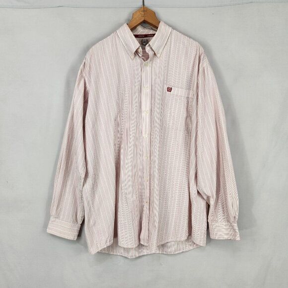 Cinch Other - CINCH Western Wear Long Sleeve Button Down Shirt Mens Large Striped Red White
